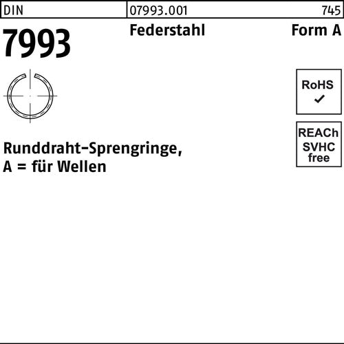 Runddrahtsprengring DIN 7993 fWellen A 55 Federstahl 50 Stück - VPE: 50