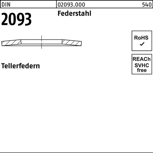Tellerfeder DIN 2093 90 x460x25 Federstahl 10 Stück