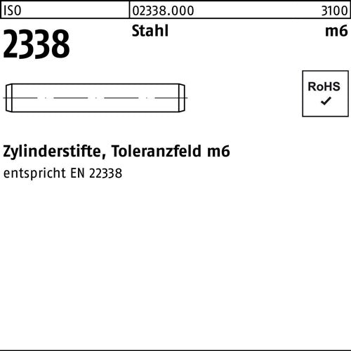 Zylinderstift ISO 2338 6 m6 x 26 Stahl ISO 2338 500 Stück