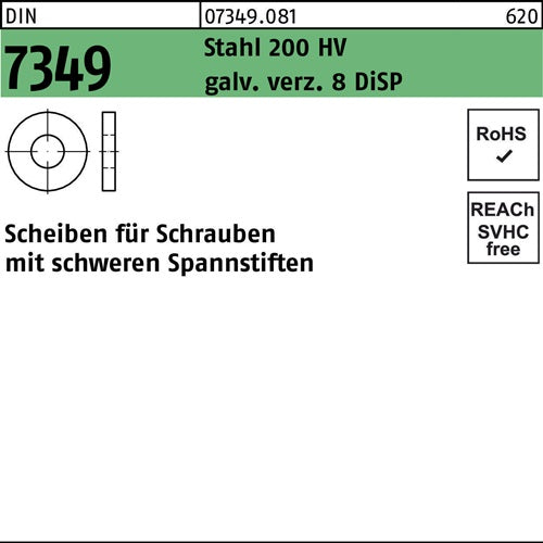 Scheibe DIN 7349 13x30x 6 Stahl 200HV galvverz 8 DiSP 250 Stück - VPE: 250