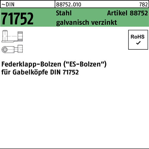 Federklappbolzen R 88752 ES 10x 20 Stahl galvverz 10 Stück - VPE: 10