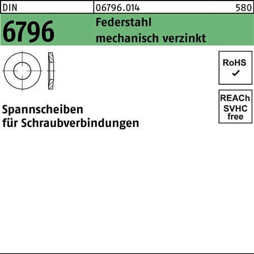 Spannscheibe DIN 6796 5x 11x 12 Federstahl mechverz 2500 Stück - VPE: 2500