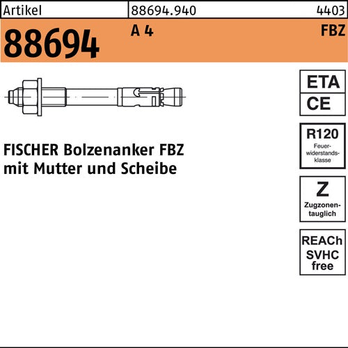 Bolzenanker R 88694 FBZ 12/20 A 4 20 Stück FISCHER - VPE: 20