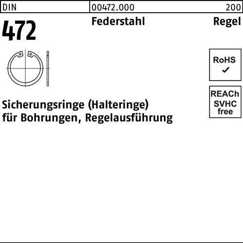 Sicherungsring DIN 472 20 x 1 Federstahl Regelausf 200 Stück