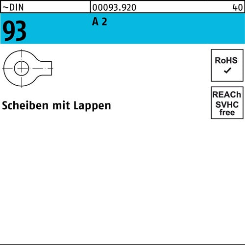 Unterlegscheibe DIN 93 mLappen 17 A 2 10 Stück