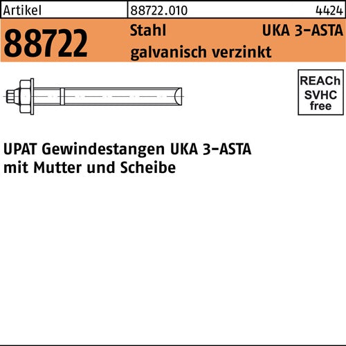 Ankerstange R 88722 ASTA M27x340 Stahl galvverz 5 Stück UPAT - VPE: 5