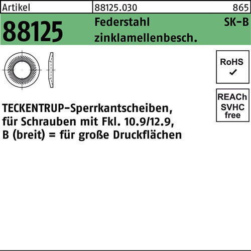 Sperrkantscheibe R 88125 B 12x323x28 Federst zinklamellenb 100St TECKENTRUP - VPE: 100