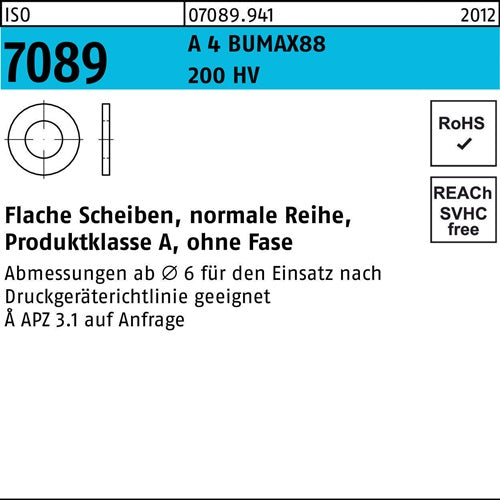Unterlegscheibe ISO 7089 oFase 24 A 4 200 HV BUMAX88 50 Stück BUFAB - VPE: 50