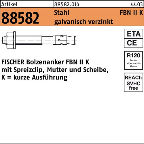 Bolzenanker R 88582 FBN II 16/25K Stahl galvverz 10 Stück FISCHER - VPE: 10