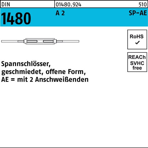 Spannschloss DIN 1480 offen m2Anschweißenden SP-AE M 12 A 2 Ohne Oberflächenangabe 1 Stück