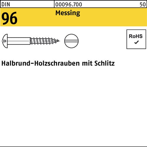 Holzschraube DIN 96 Halbrundkopf Schlitz 3 x 8 Messing 200 Stück