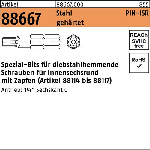 Bit R 88667 ISR Zapfen T 27 Stahl gehärtet 1 Stück