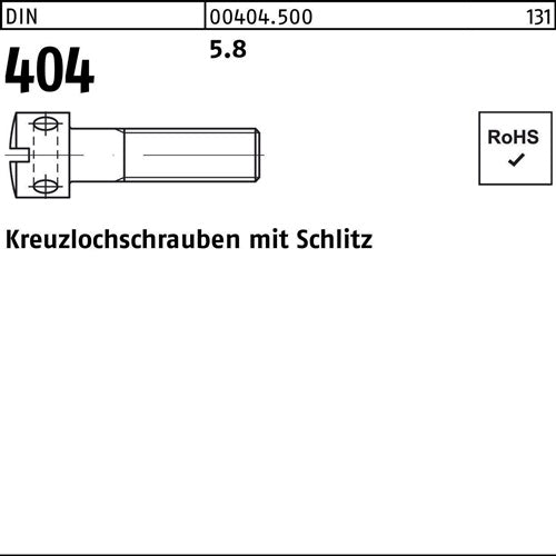 Kreuzlochschraube DIN 404 Schlitz M 5 x 18 58 100 Stück
