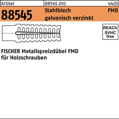 Metallspreizdübel R 88545 FMD 8x60 Stahlblech galvverz 50St FISCHER - VPE: 50