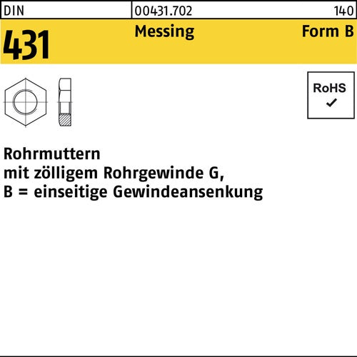 Rohrmutter DIN 431 BG 1 1/4 Messing 10 Stück