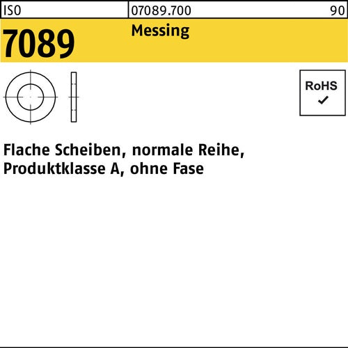 Unterlegscheibe ISO 7089 oFase 35 Messing 100 Stück - VPE: 100