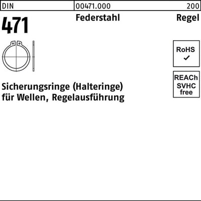 Sicherungsring DIN 471 36 x 175 Federstahl Regelausf 100 Stück