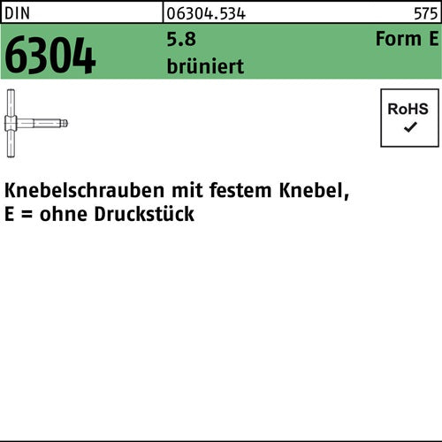 Knebelschraube DIN 6304 festem Knebel EM 6x 50 58 brüniert 1 Stück