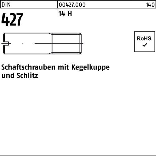 Schaftschraube DIN 427/ISO 2342 mKegelkuppe/Schlitz M 6 x 30 14 H 100 Stück