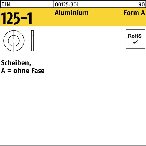 Unterlegscheibe DIN 125-1 Form A 64 x12 x16 Aluminium 1000 Stück