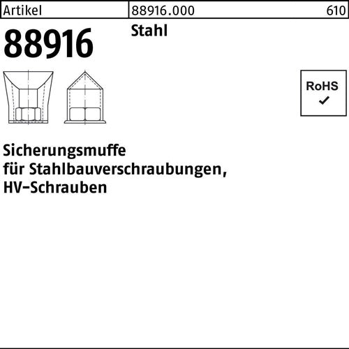 Sicherungsmuffe R 88916 fHV M27 Stahl 5 Stück - VPE: 5