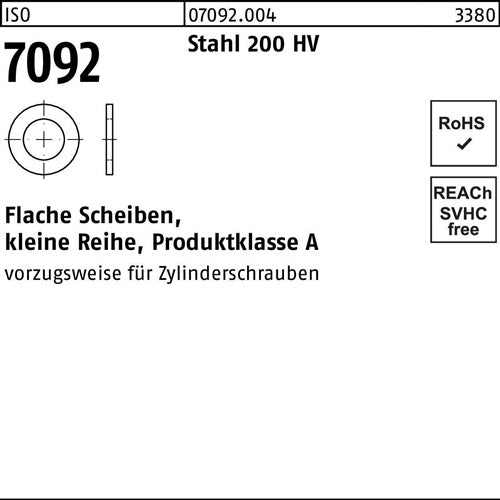 Unterlegscheibe ISO 7092 4 Stahl 200 HV 5000 Stück - VPE: 5000