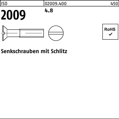 Senkschraube ISO 2009 mSchlitz M 12 x 50 48 100 Stück