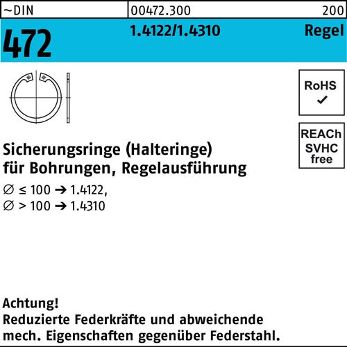 Sicherungsring DIN 472 60 x 2 14122 Regelausf 1 Stück