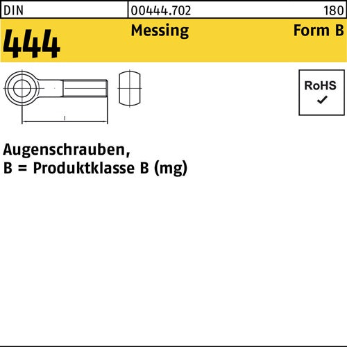 Augenschraube DIN 444 Form B BM 20 x 90 Messing 1 Stück