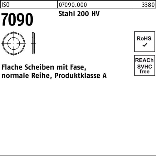 Unterlegscheibe ISO 7090 mFase 20 Stahl 200 HV 200 Stück - VPE: 200