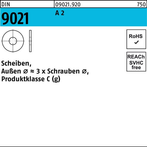 Unterlegscheibe DIN 9021 105x30x25 A 2 50 Stück - VPE: 50
