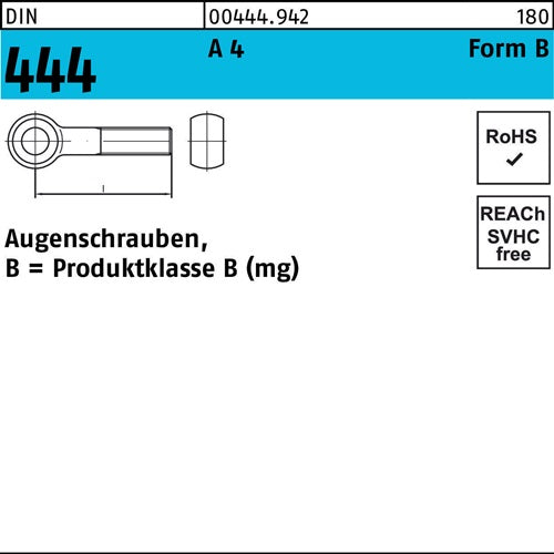 Augenschraube DIN 444 Form B BM 8 x 70 A 4 10 Stück