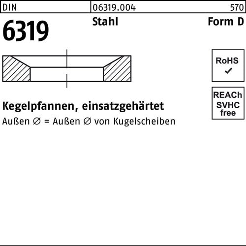 Kegelpfanne DIN 6319 FormD D 96x17x35 Stahl einsatzgehärtet 50 Stück - VPE: 50