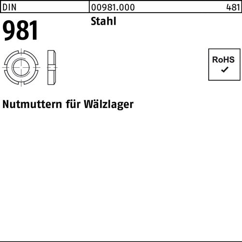Nutmutter DIN 981 KM28 M140x2 Stahl 1 Stück