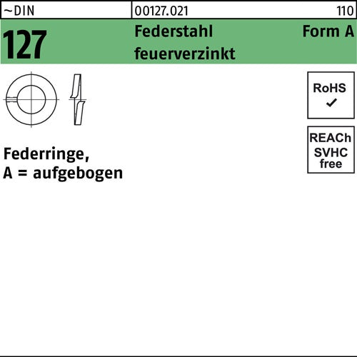 Federring DIN 127 A 36 Federstahl feuerverzinkt 25 Stück