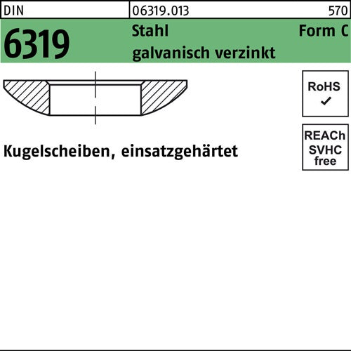 Kugelscheibe DIN 6319 FormC C 21x36x 63 Stahl galvverz 10 Stück - VPE: 10