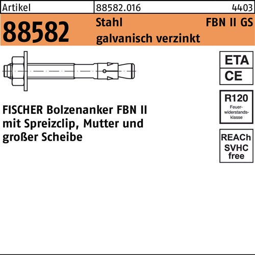 Bolzenanker R 88582 FBN II 12/100 GS Stahl galvverz 20 Stück FISCHER - VPE: 20