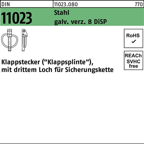 Klappstecker DIN 11023 5 x 32 Stahl gal Zn 8 DiSP 50 Stück