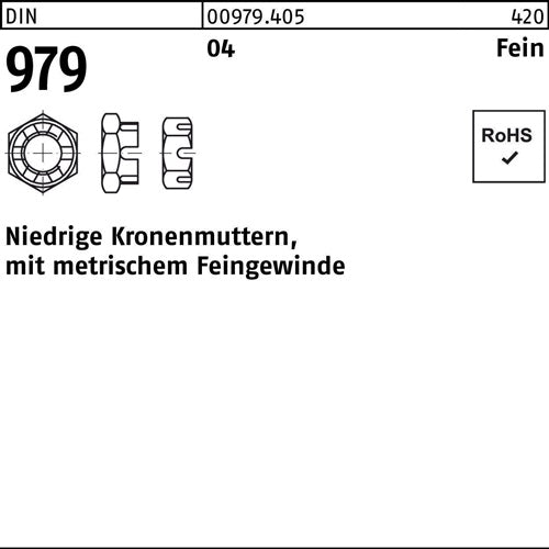 Kronenmutter DIN 979 niedrig M 48 x3 Automatenstahl 1 Stück