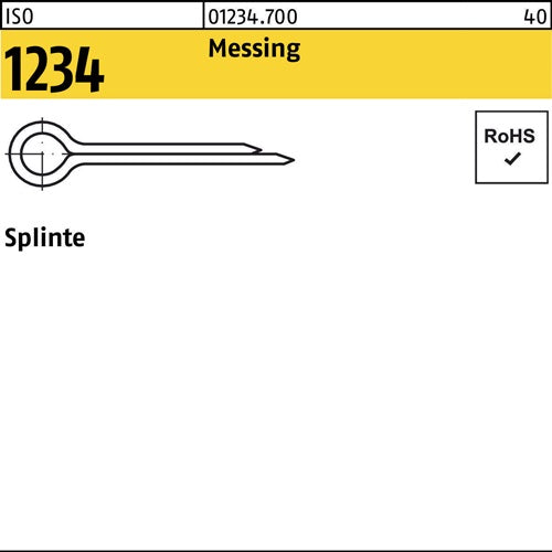 Splinte ISO 1234 16 x 12 Messing 200 Stück