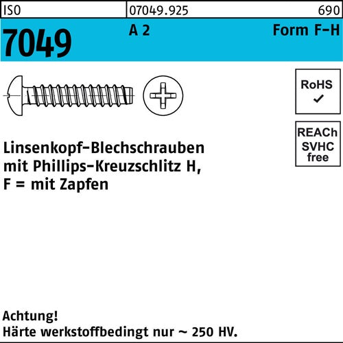 Blechschraube ISO 7049 LIKO Zapfen/PH 29x 13 -F-H A 2 1000Stück - VPE: 1000