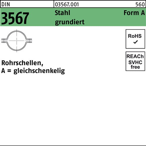 Rohrschelle DIN 3567 gleichschenkelig A 140 / NW 125 Stahl gründiert Rohrschellen A = gleichschenkelig 10 Stück