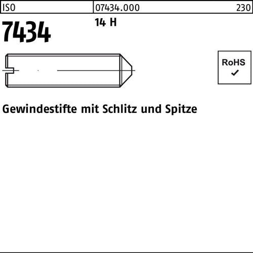 Gewindestift ISO 7434 Spitze/Schlitz M25x 6 14 H 200 Stück - VPE: 200