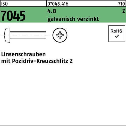 Flachkopfschraube ISO 7045 PZ M4x10-Z 48 galvverz 2000St - VPE: 2000
