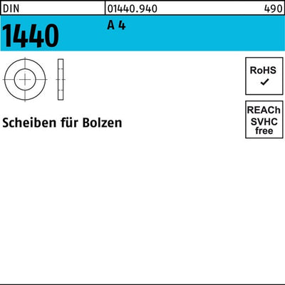Scheibe DIN 1440 fBolzen 60 x 80 x 9 A 4 10 Stück