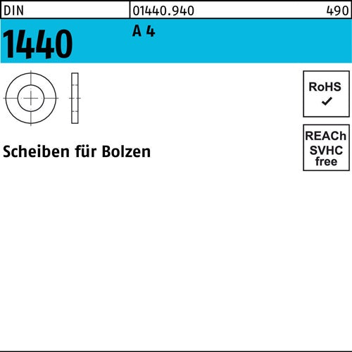 Scheibe DIN 1440 fBolzen 36 x 52 x 6 A 4 25 Stück