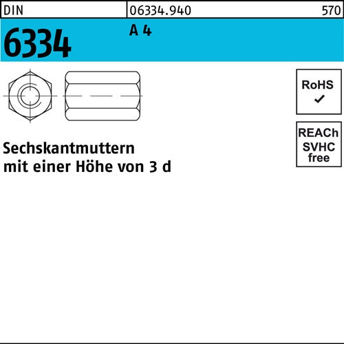 Sechskantmutter DIN 6334 M24 SW36 A 4 10 Stück - VPE: 10