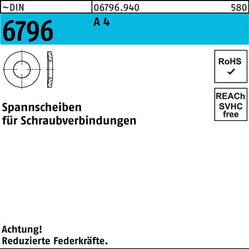Spannscheibe DIN 6796 10x 23x 25 A 4 100 Stück - VPE: 100
