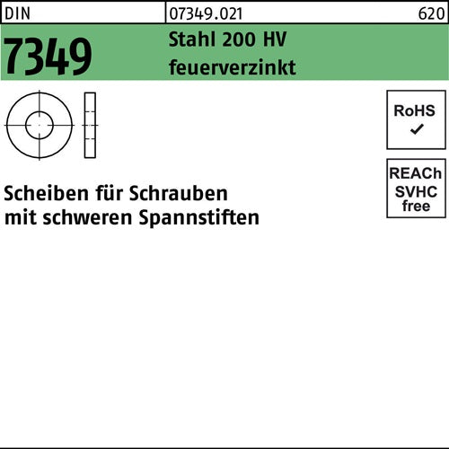 Scheibe DIN 7349 84x21x 4 Stahl 200HV feuerverz 100 Stück - VPE: 100