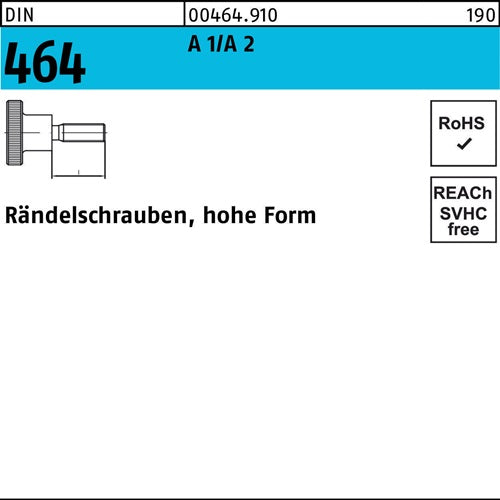 Rändelschraube DIN 464 hohe Form M 6 x 20 A 1/A 2 A 1/A 2 10 Stück